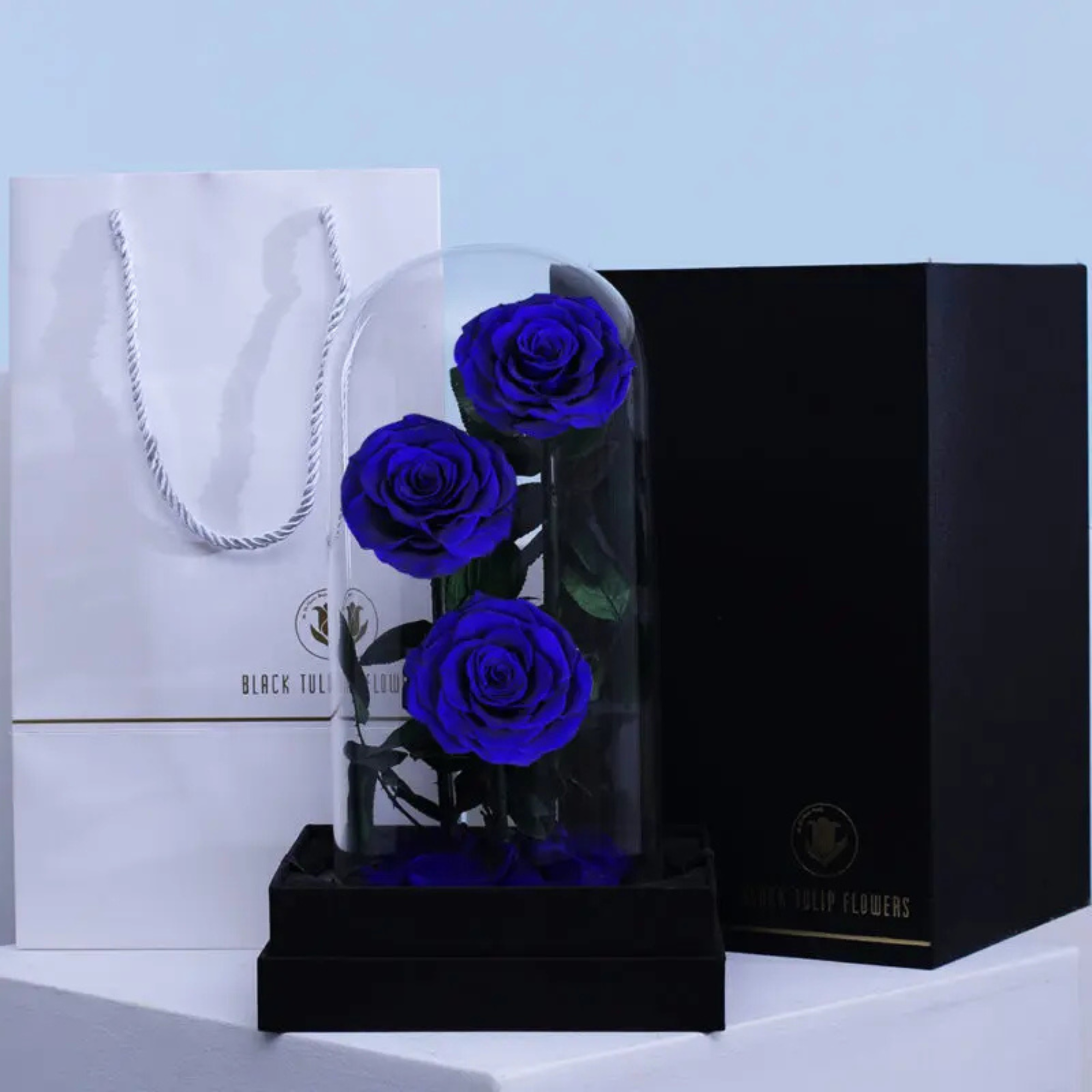Premium Blue Trio Forever Rose Bouquet