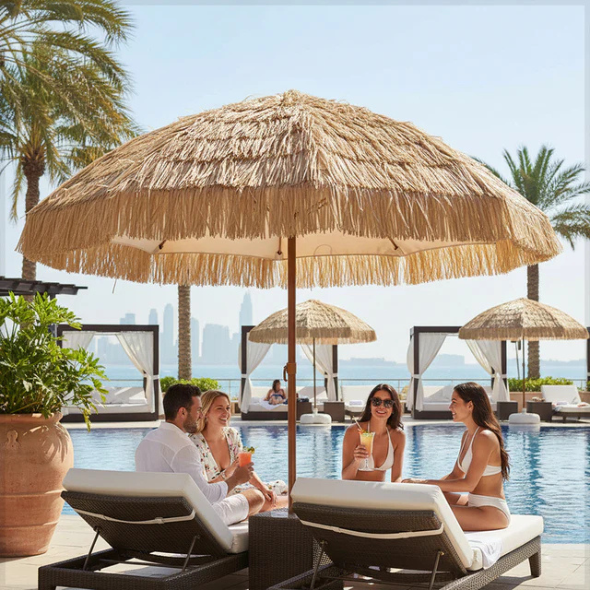 Outdoor Hawaiian Straw Umbrella – Umbrella Only