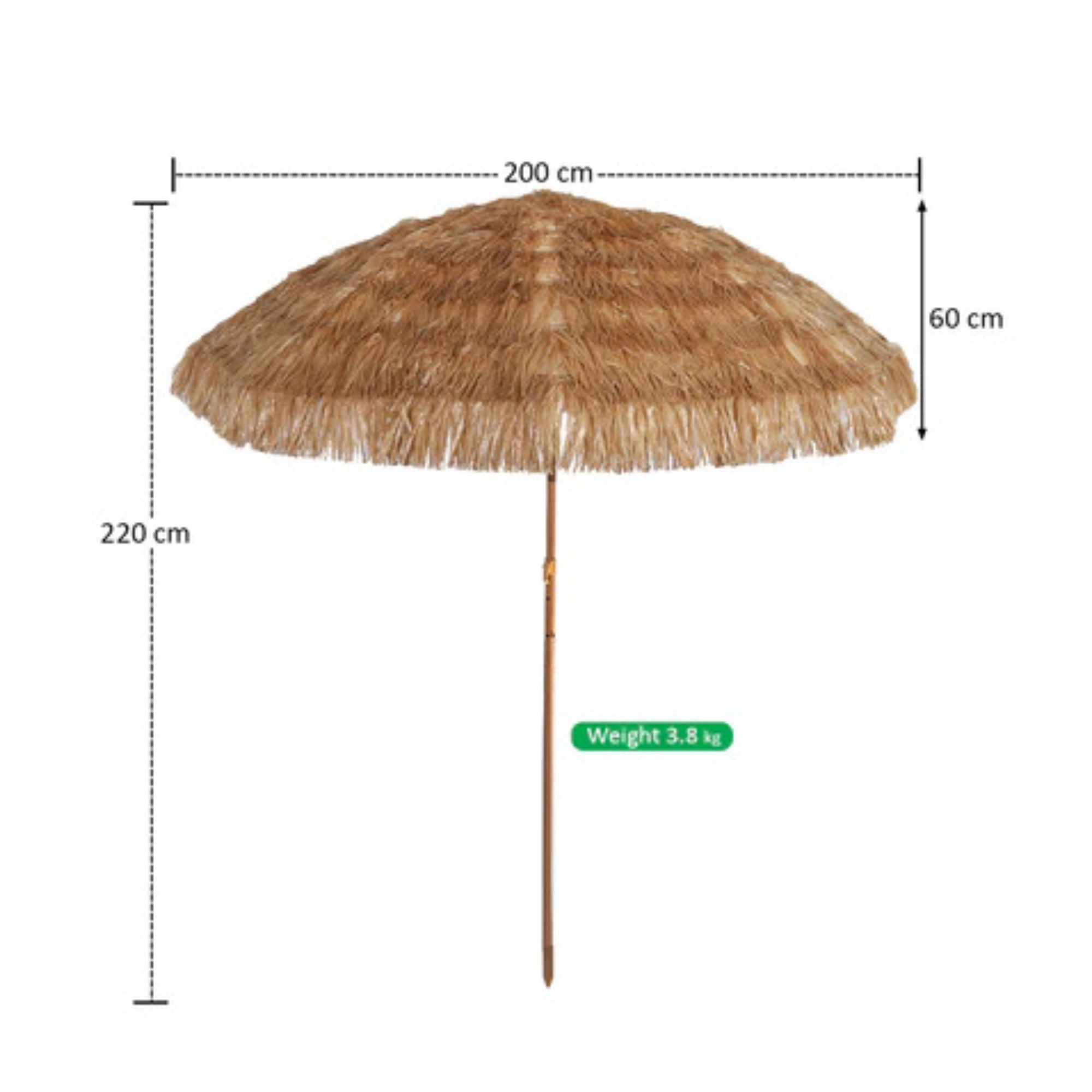 Outdoor Hawaiian Straw Umbrella – Umbrella Only