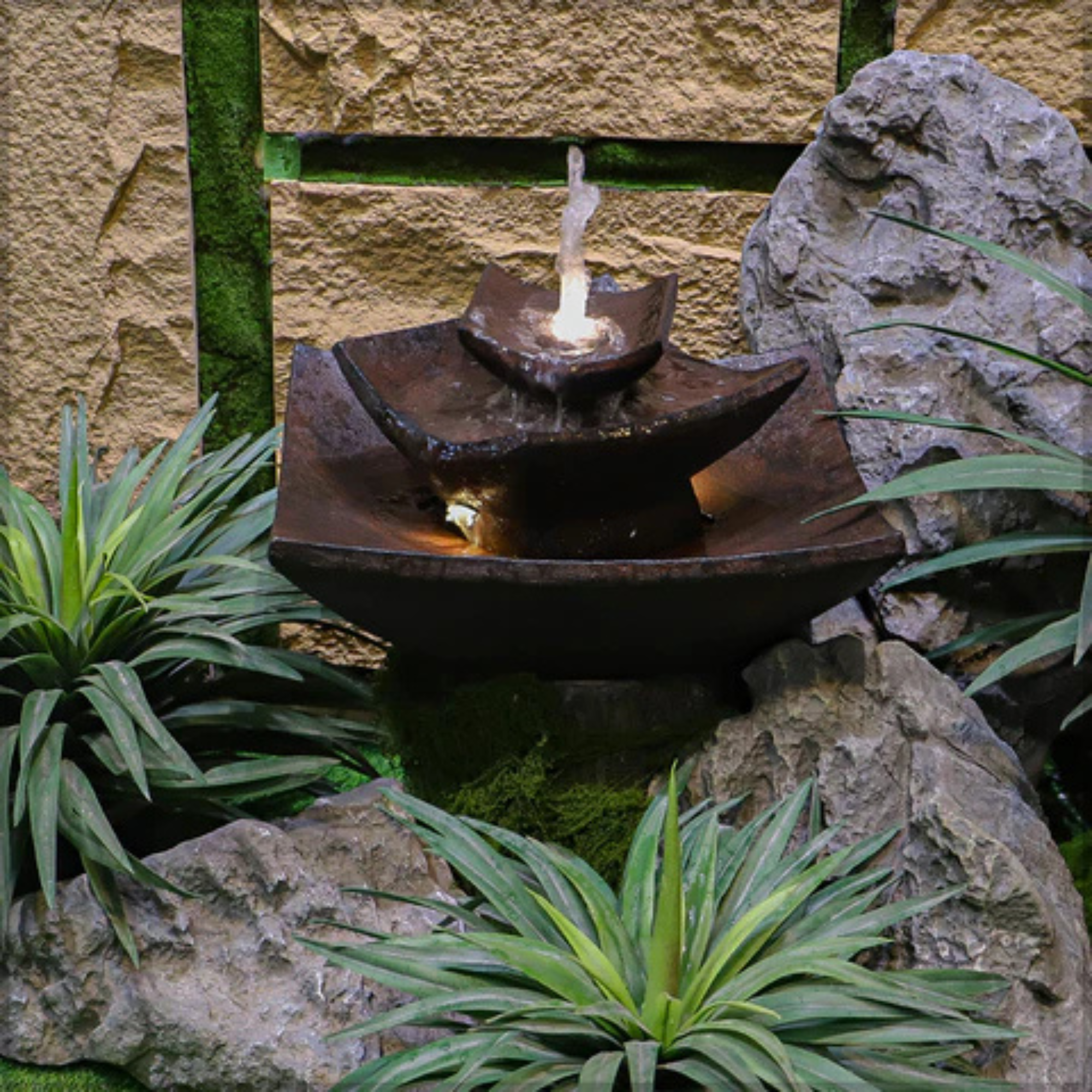 Water Fountain 1 Piece 3-Tier with Lights (Fountain Only)