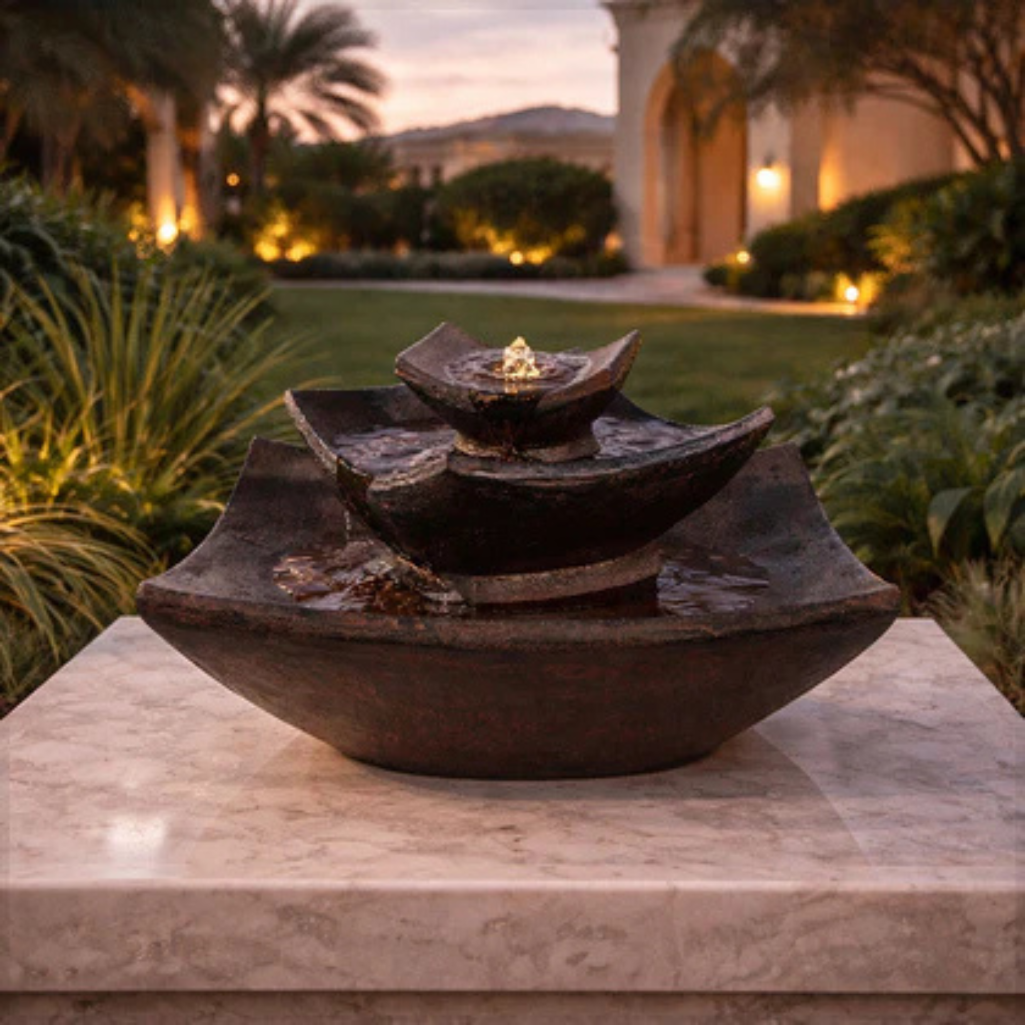 Water Fountain 1 Piece 3-Tier with Lights (Fountain Only)