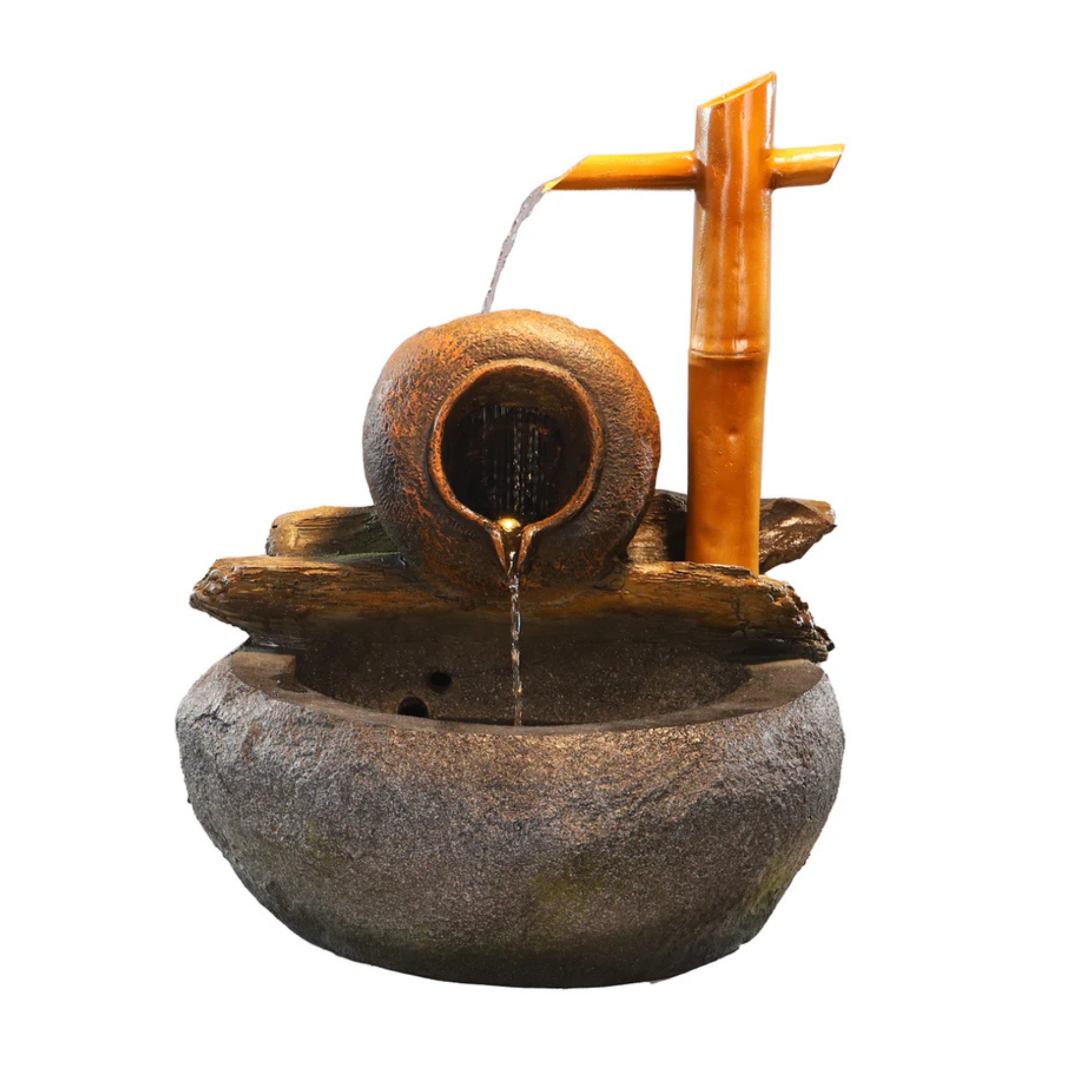 1Pcs Indoor/Outdoor Bamboo Design Water Fountain with Pump and Light (Only Fountain)