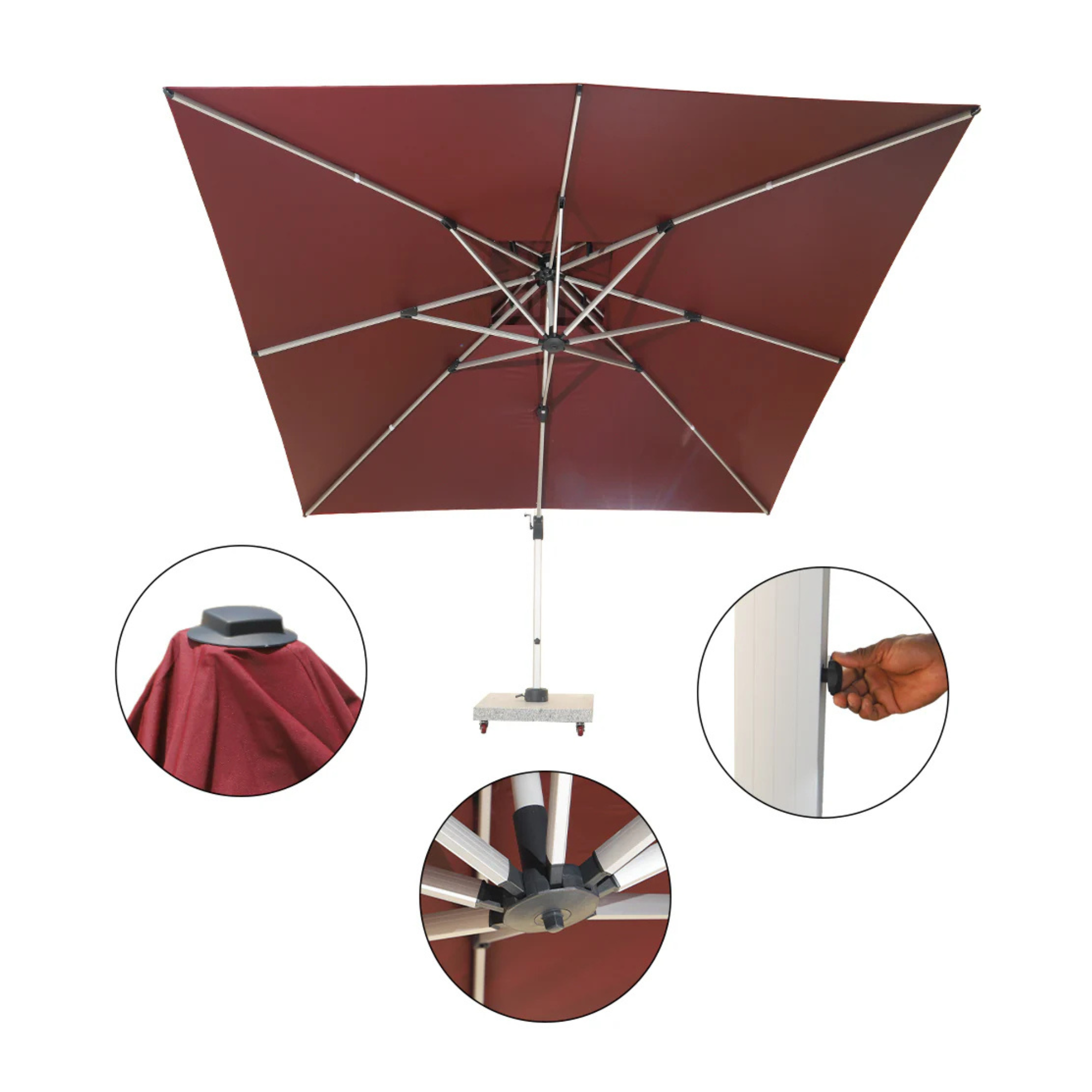 3m Outdoor Cantilever Umbrella with 150kg Base