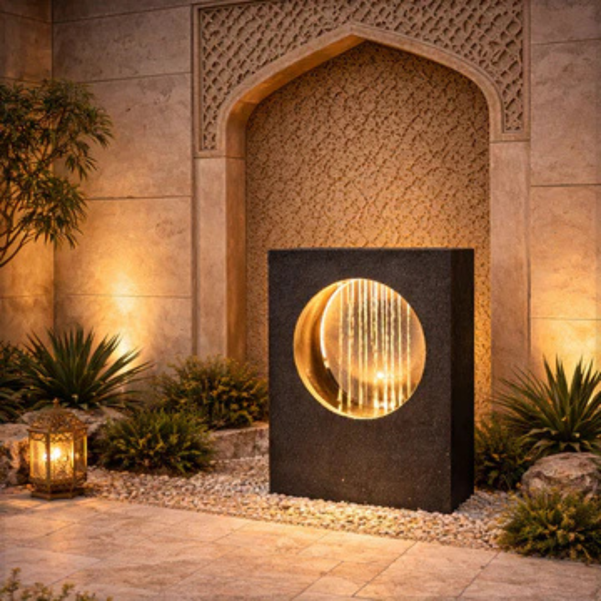 1Pcs Square Water Fountain and Light and Pump (Fountain Only)