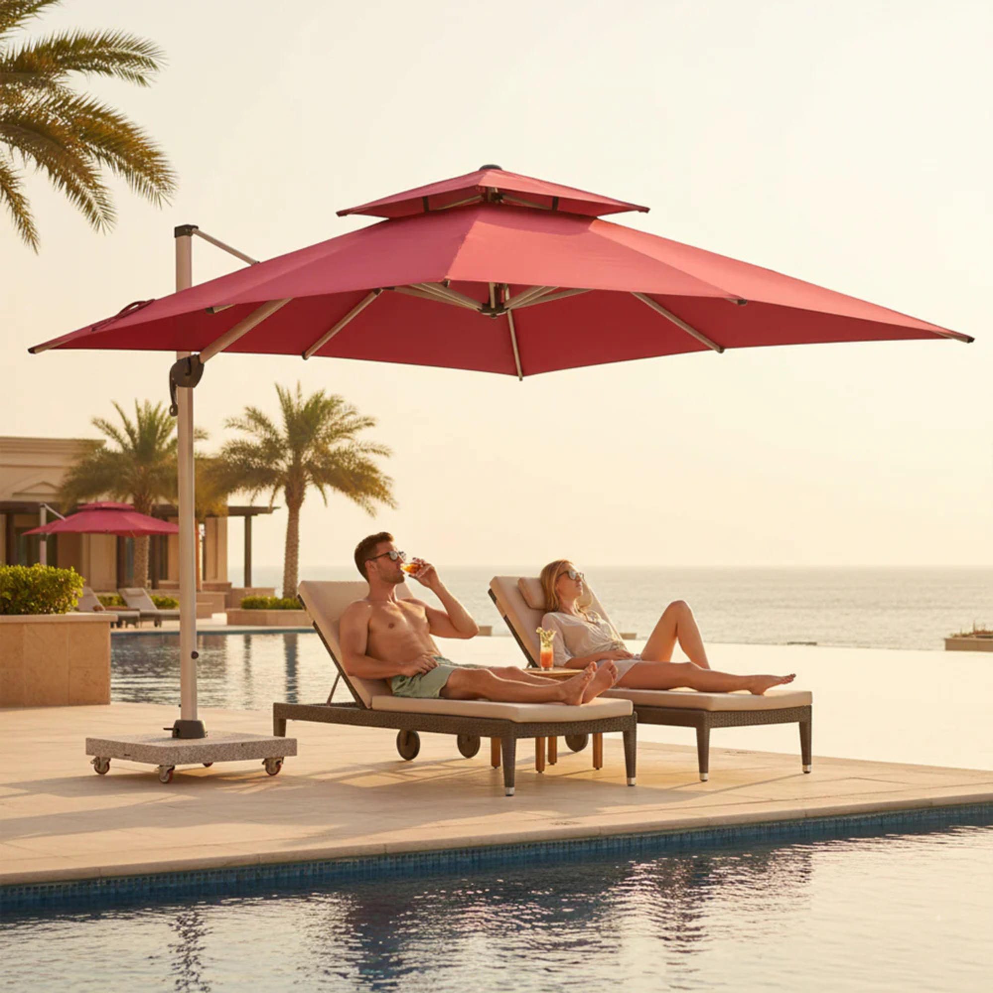 3m Outdoor Cantilever Umbrella with 150kg Base