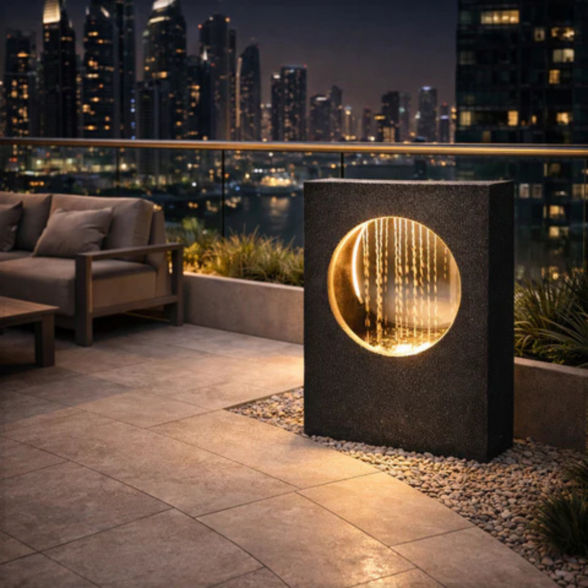 1Pcs Square Water Fountain and Light and Pump (Fountain Only)