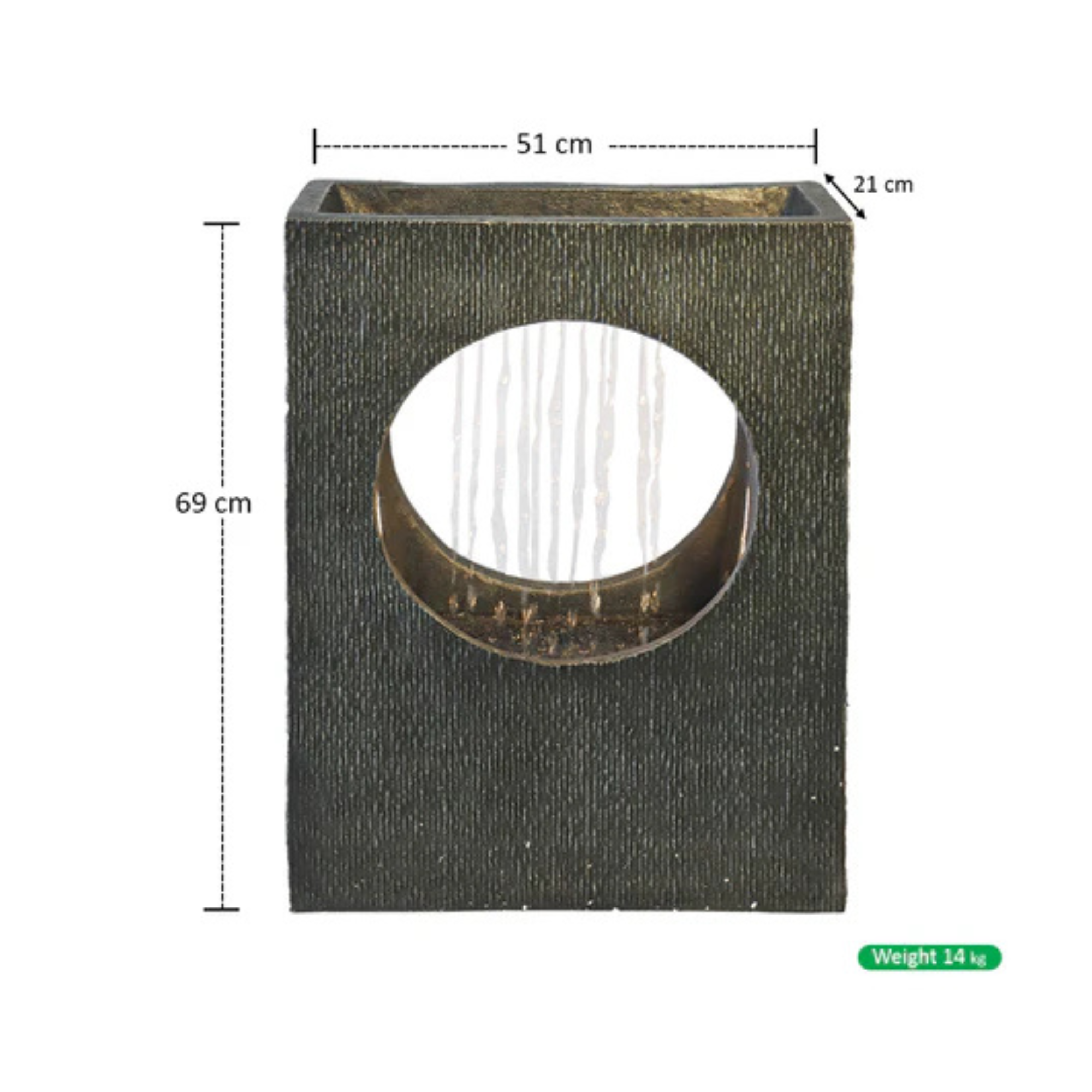 1Pcs Square Water Fountain and Light and Pump (Fountain Only)