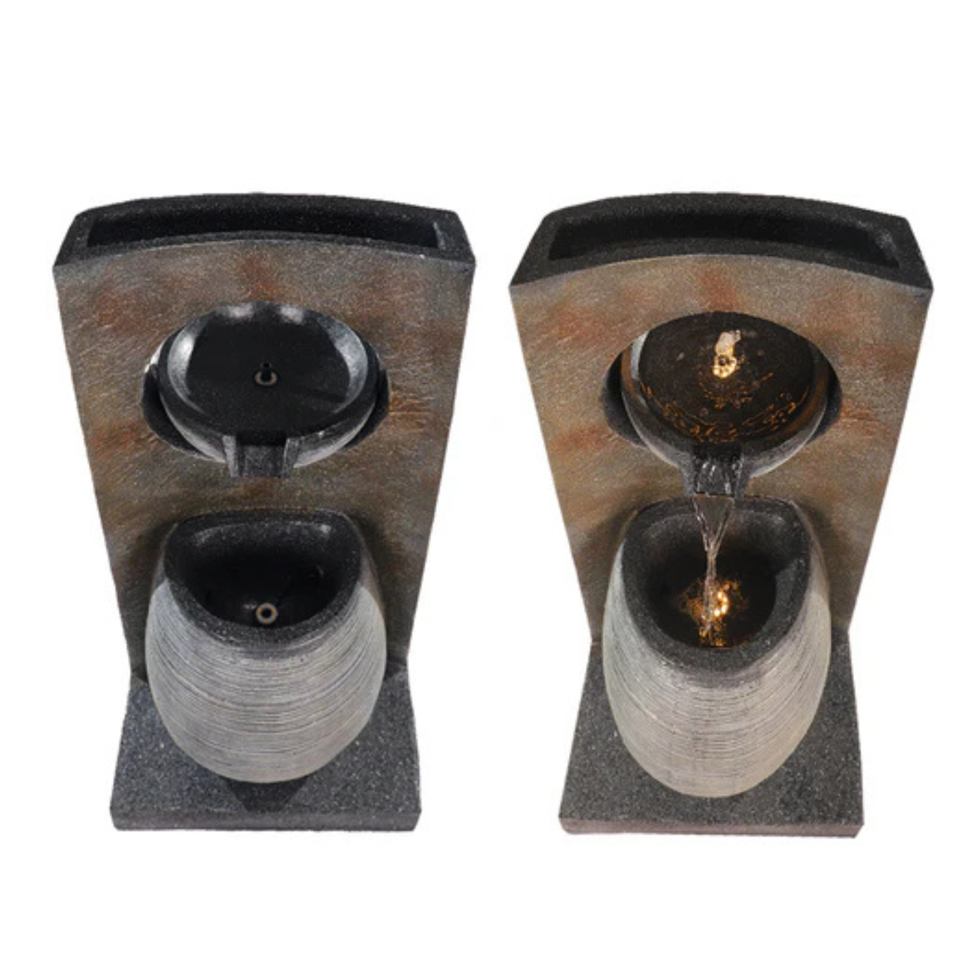 1Piece 2tier Floor Standing Waterfall Fountain with Lights and Pump (Only Fountain)