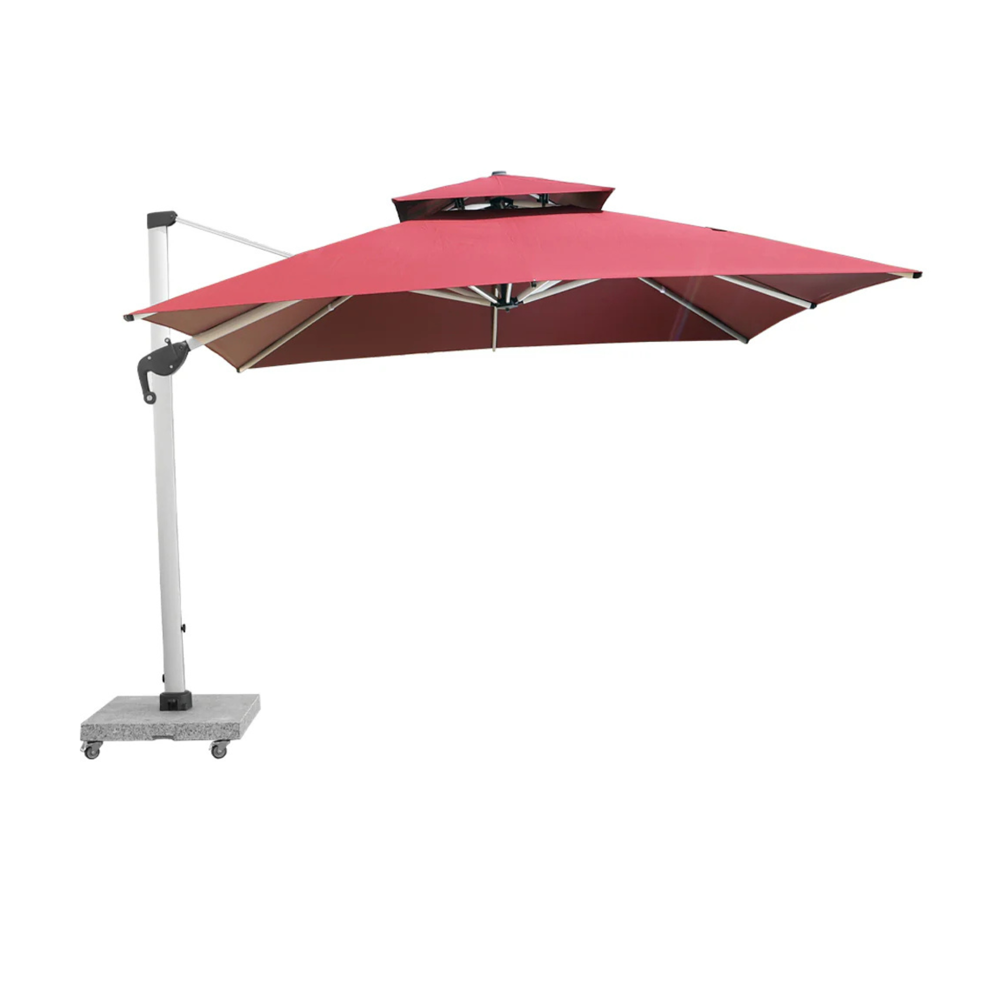 Outdoor Cantilever Umbrella Double Top with 150kg Marble Base with Assembly