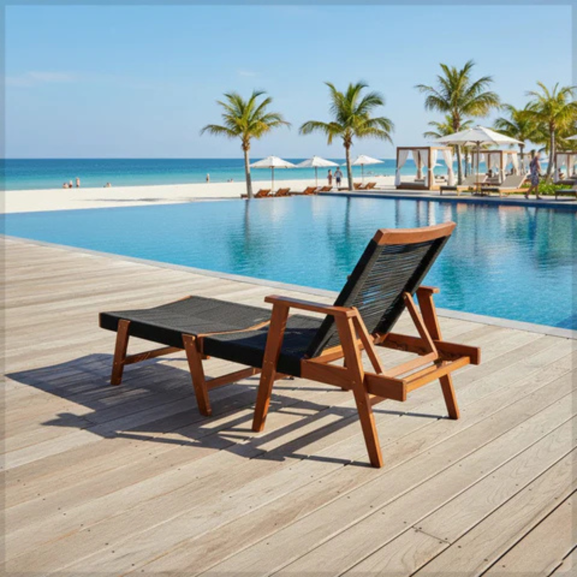 Wooden Outdoor Sun Lounger Chair
