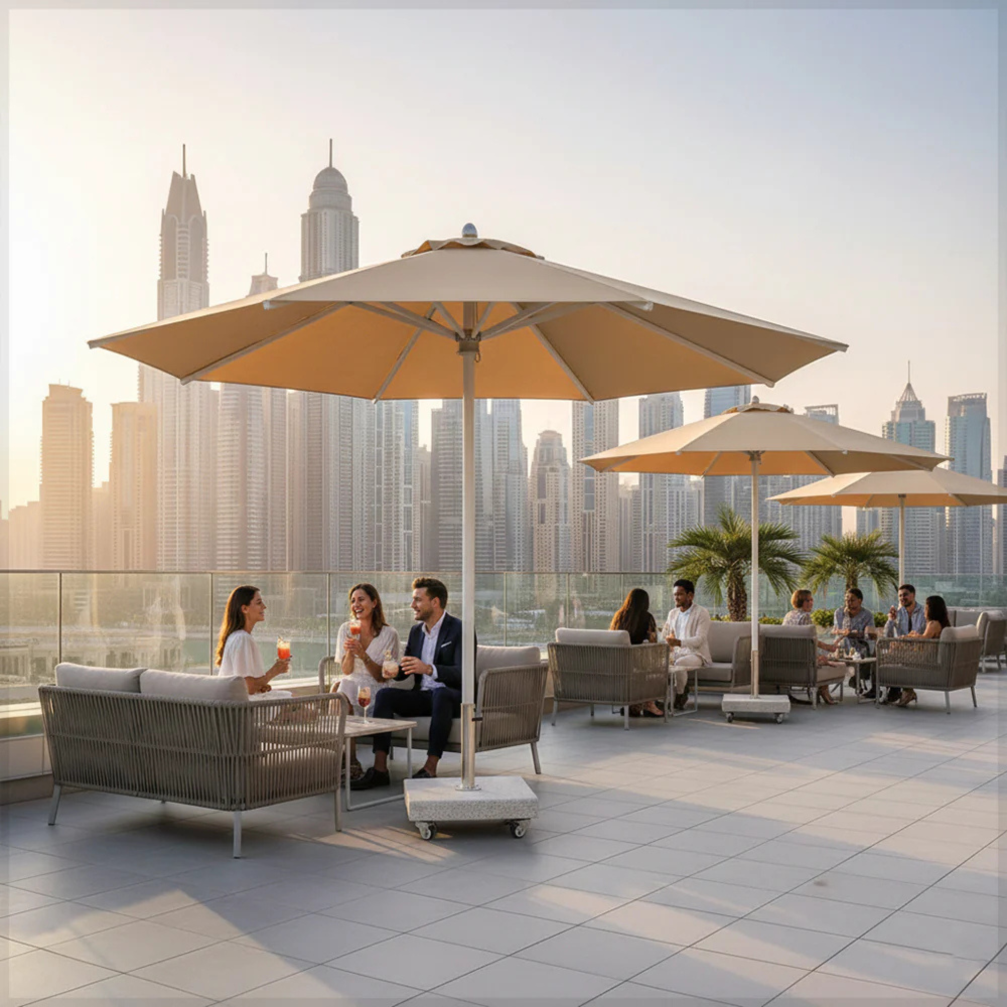 Round Outdoor Garden Umbrella Only