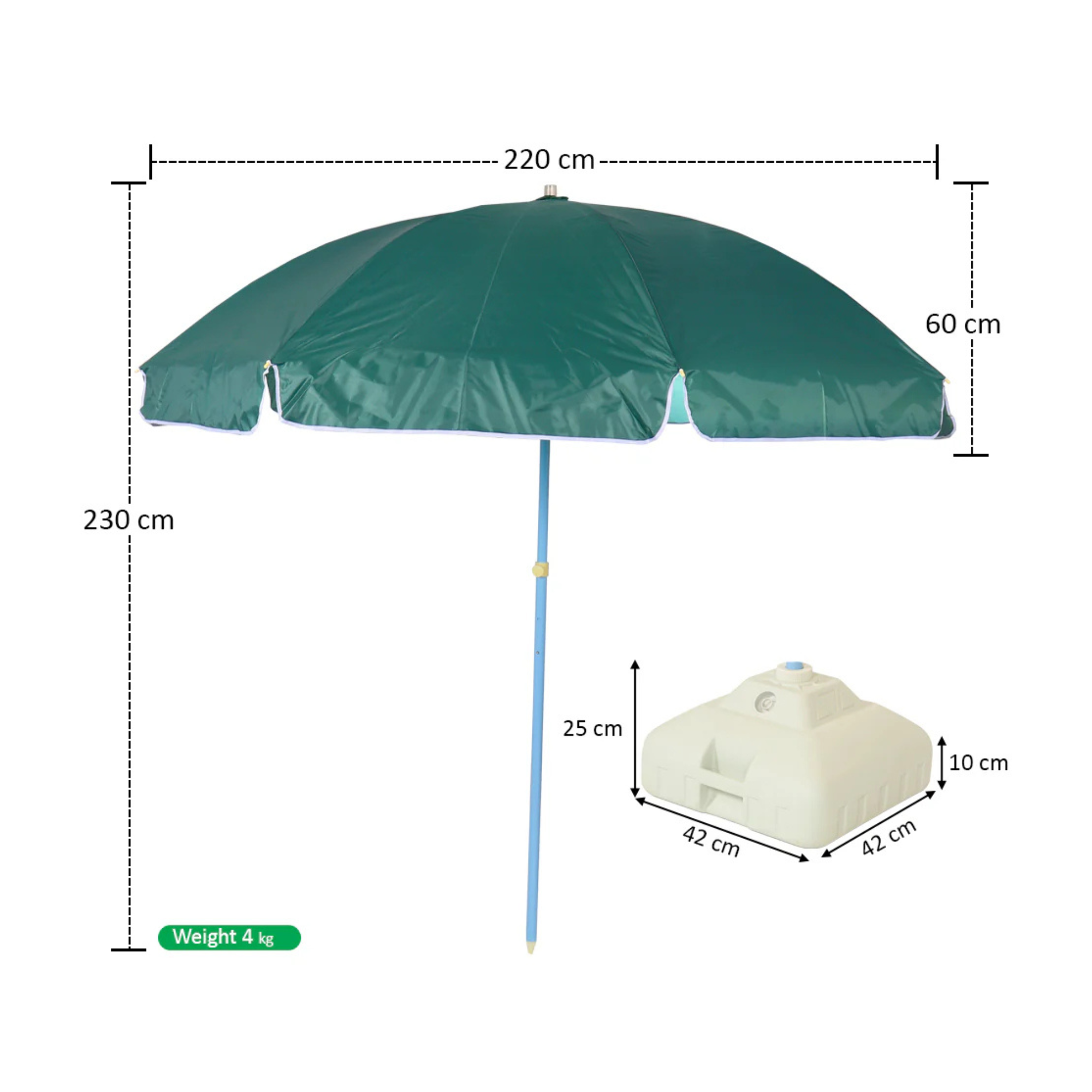 Outdoor Garden Umbrella with Plastic Base