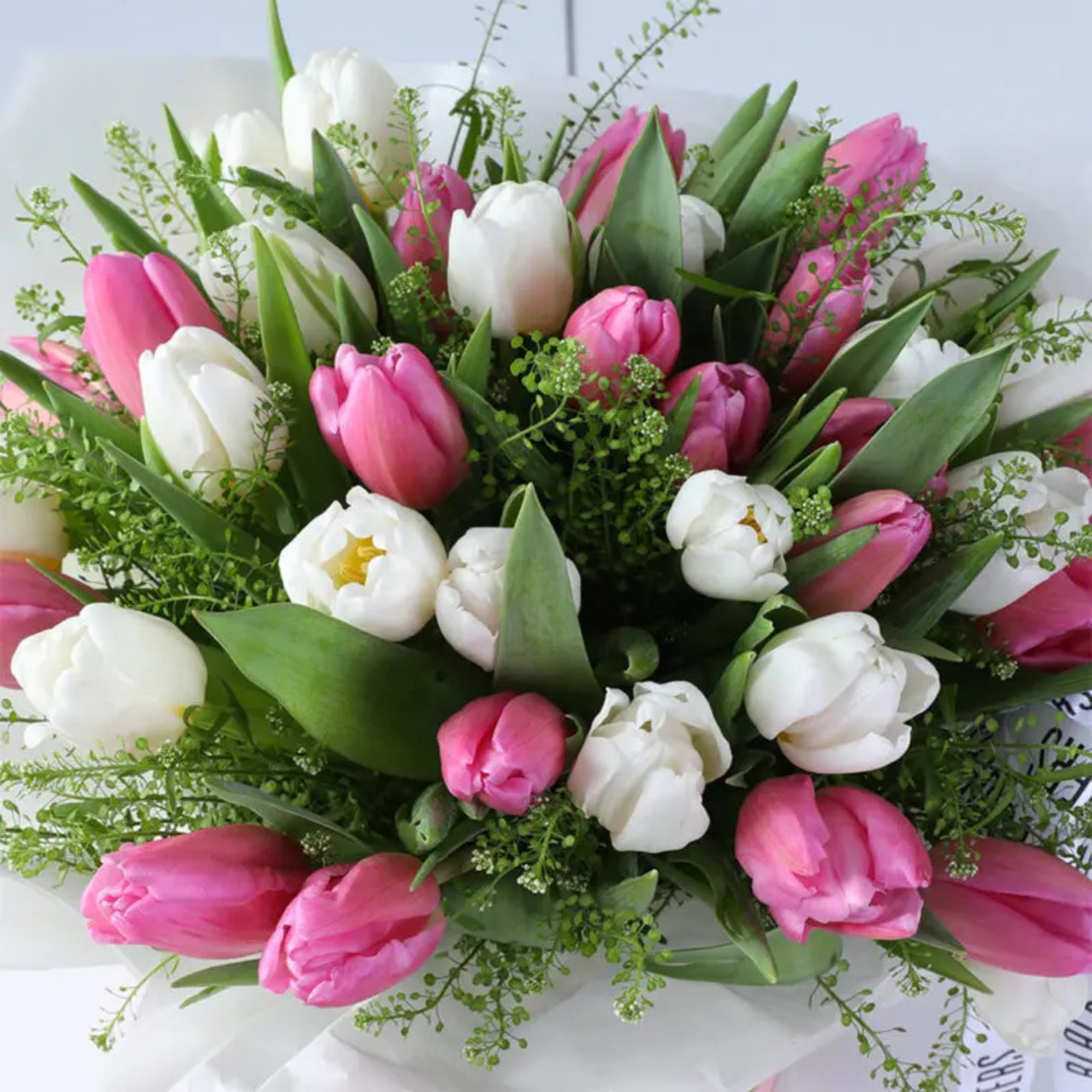 Luxury White & Pink Tulip Bouquet Box