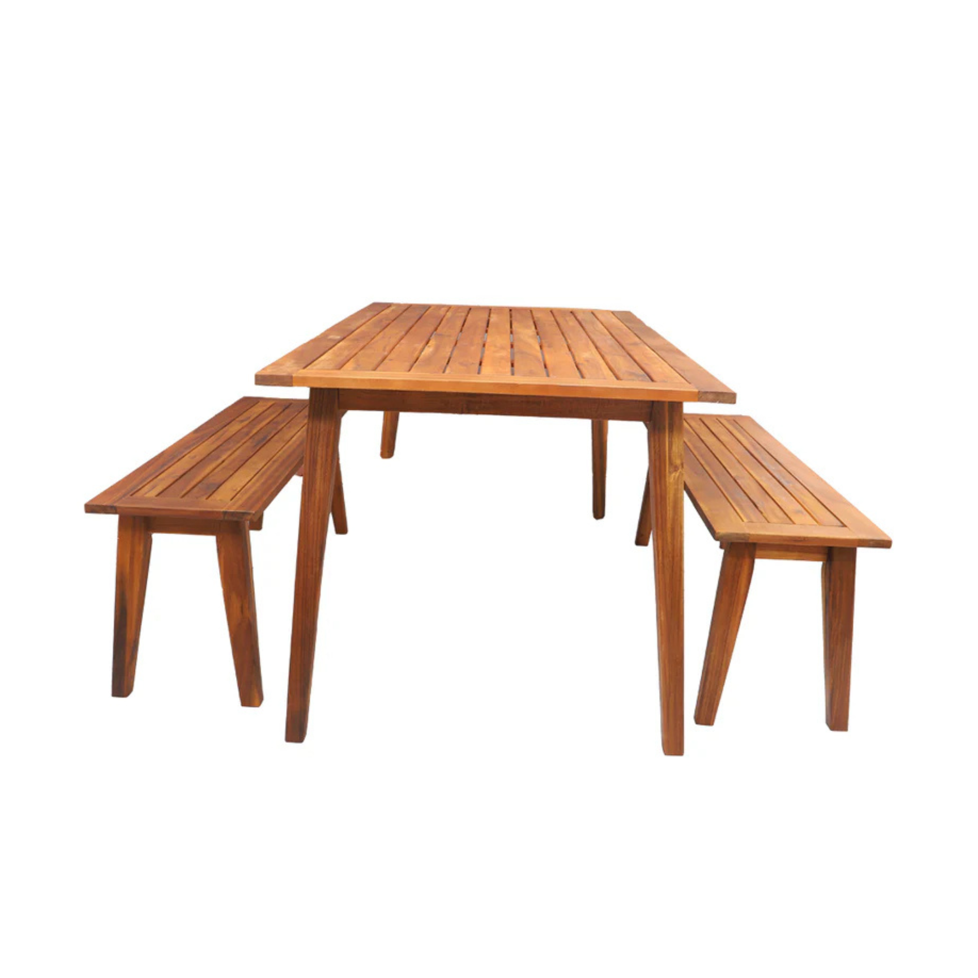 Natural Acacia Wood Table Bench Set