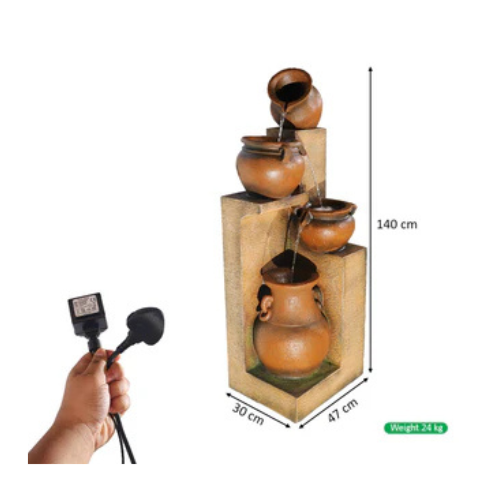 1Pcs 4 Tiered Floor Standing Water Fountain for Garden and Home Decor (Fountain Only)