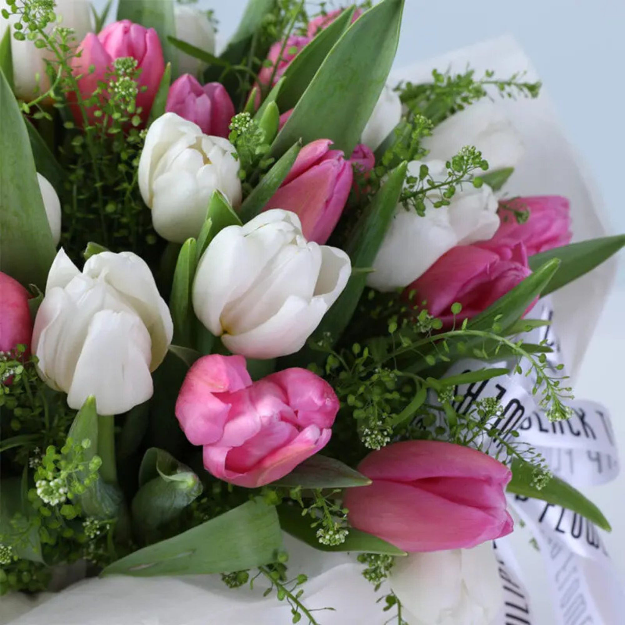 Luxury White & Pink Tulip Bouquet Box