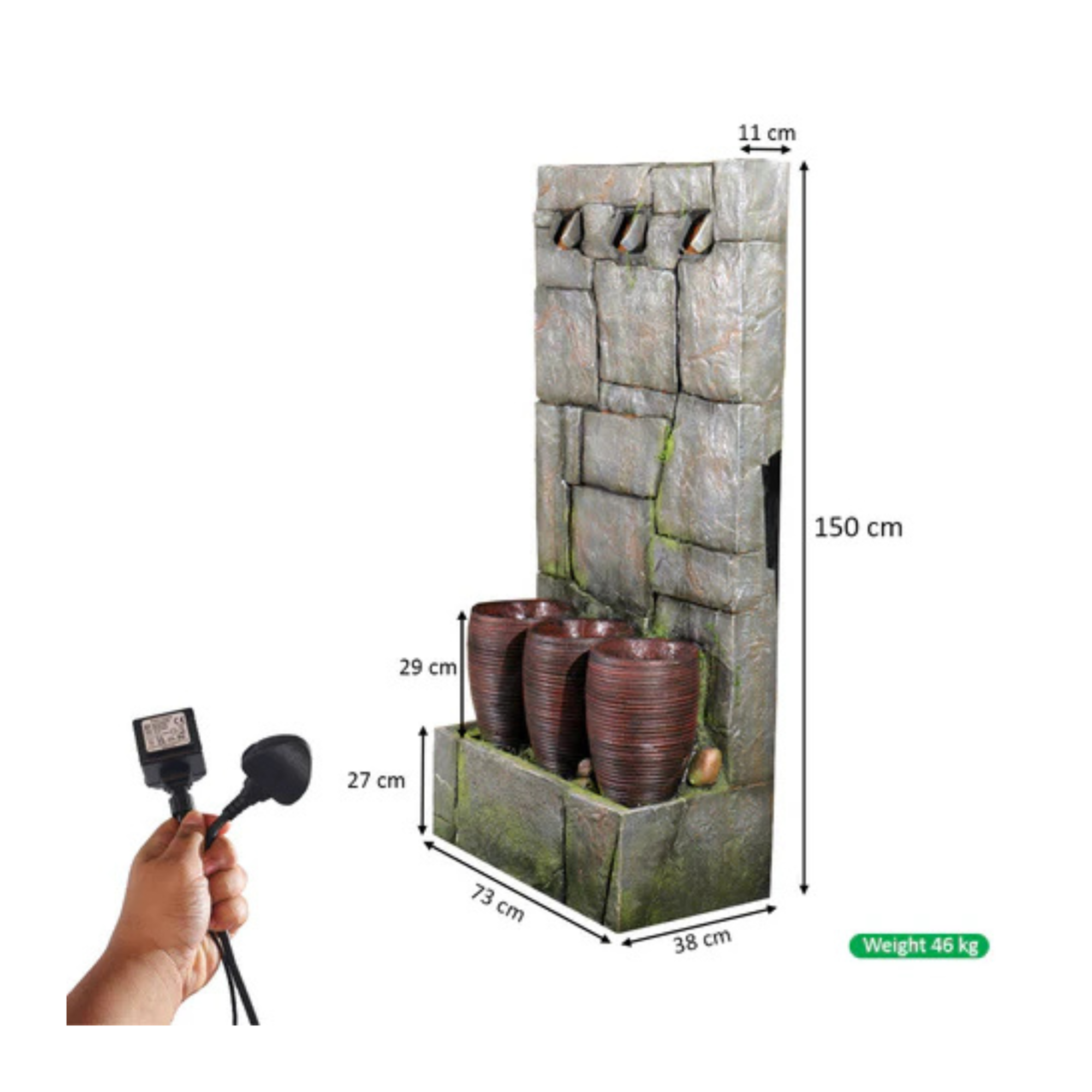 1 Piece Decorative Pots Wall Fountain (Only Fountain)