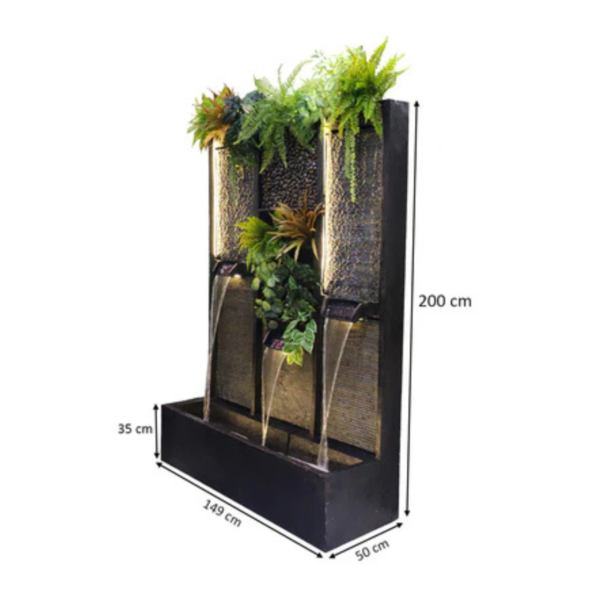 Modern Cascading Waterfall Fountain with Pump and Light