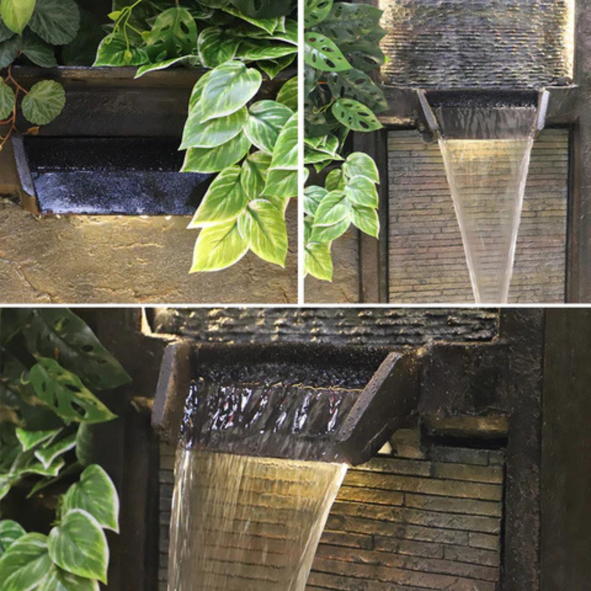 Modern Cascading Waterfall Fountain with Pump and Light