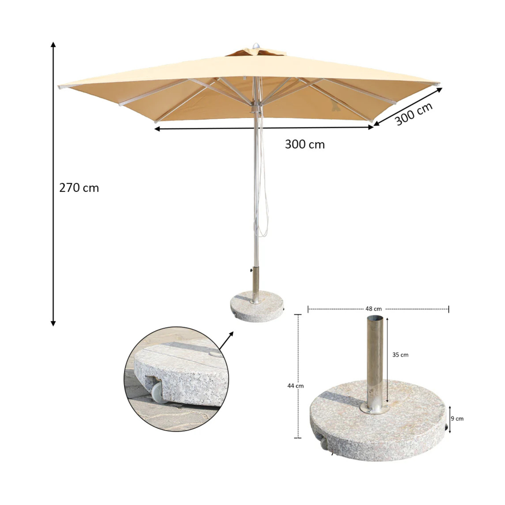 Square Outdoor Umbrella Without Base