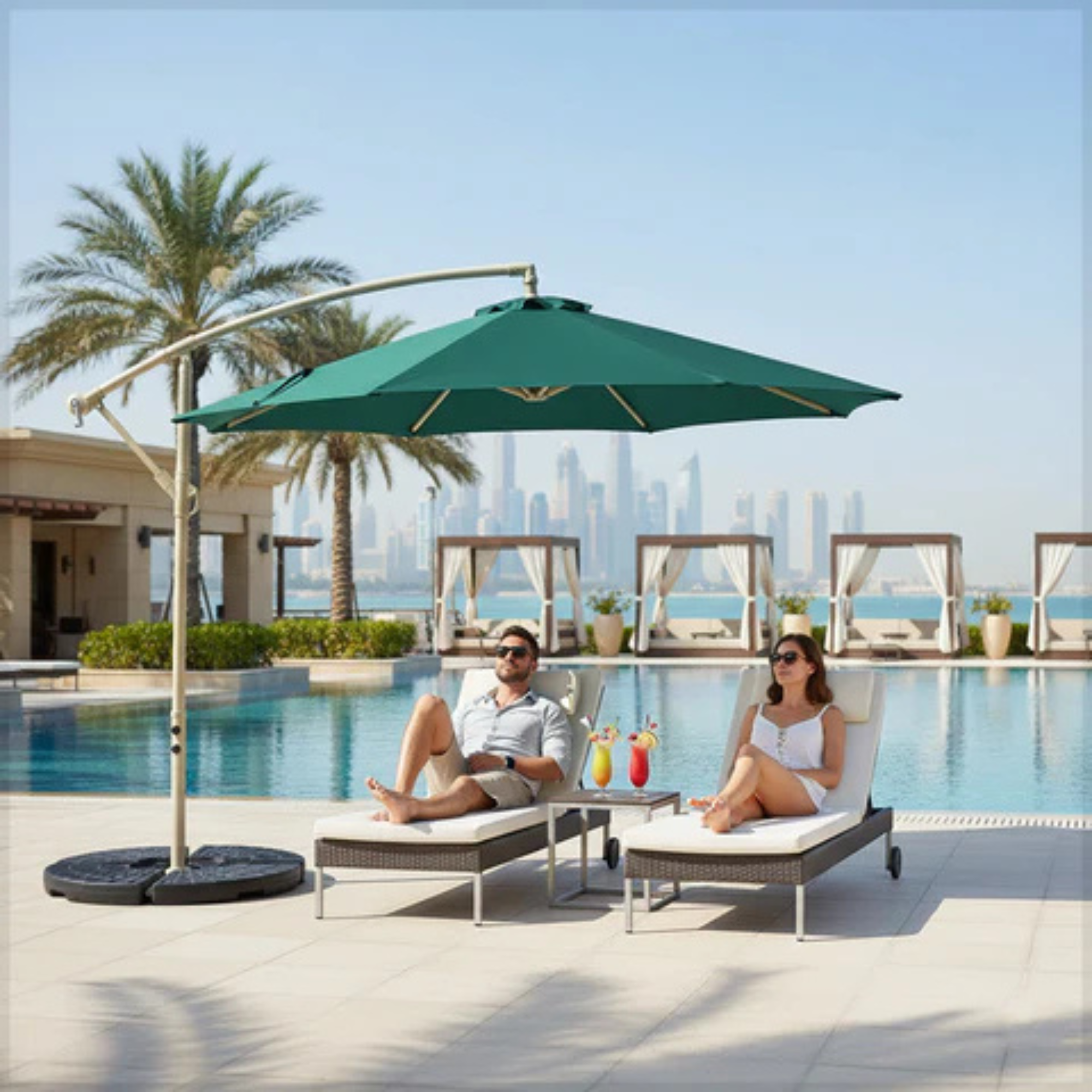 Cantilever Patio Hanging Garden Umbrella with Base