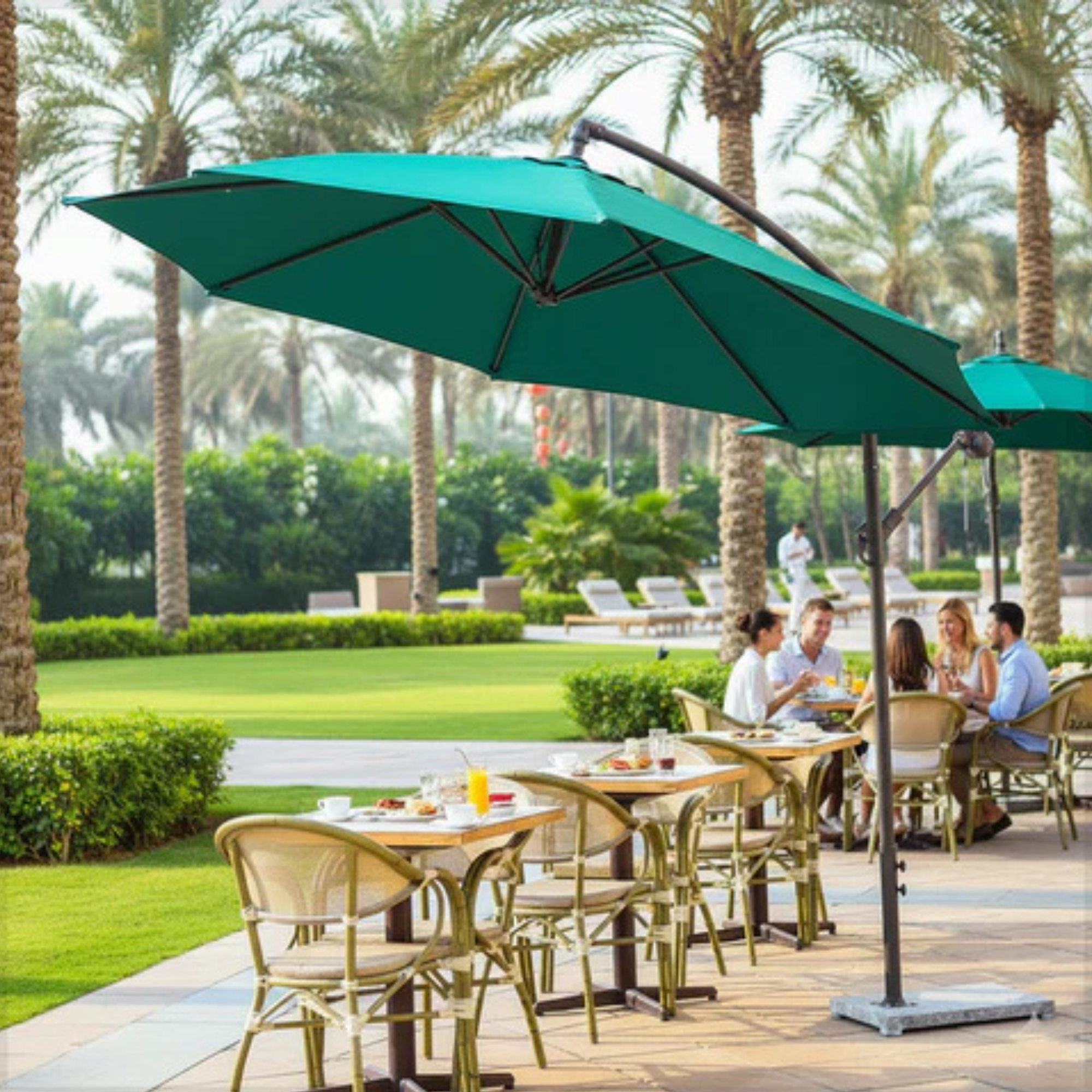 Cantilever Patio Hanging Garden Umbrella with Base