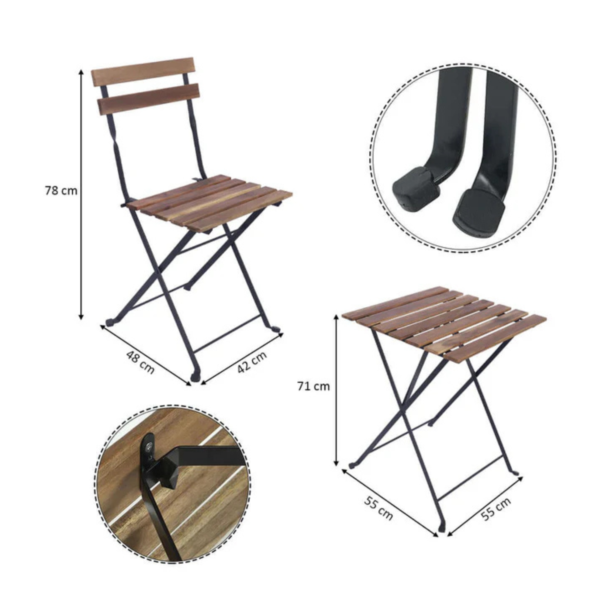 3-Piece Foldable Dining Table Chair Set