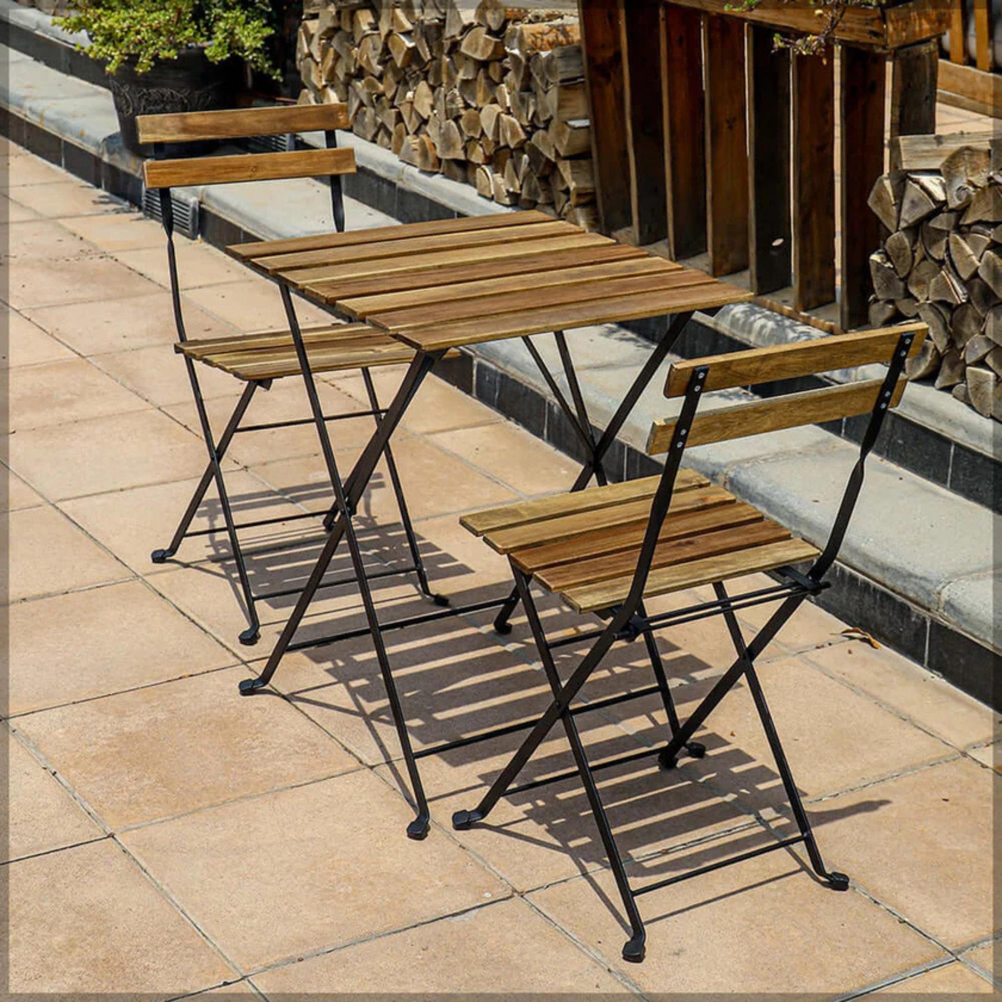 3-Piece Foldable Dining Table Chair Set