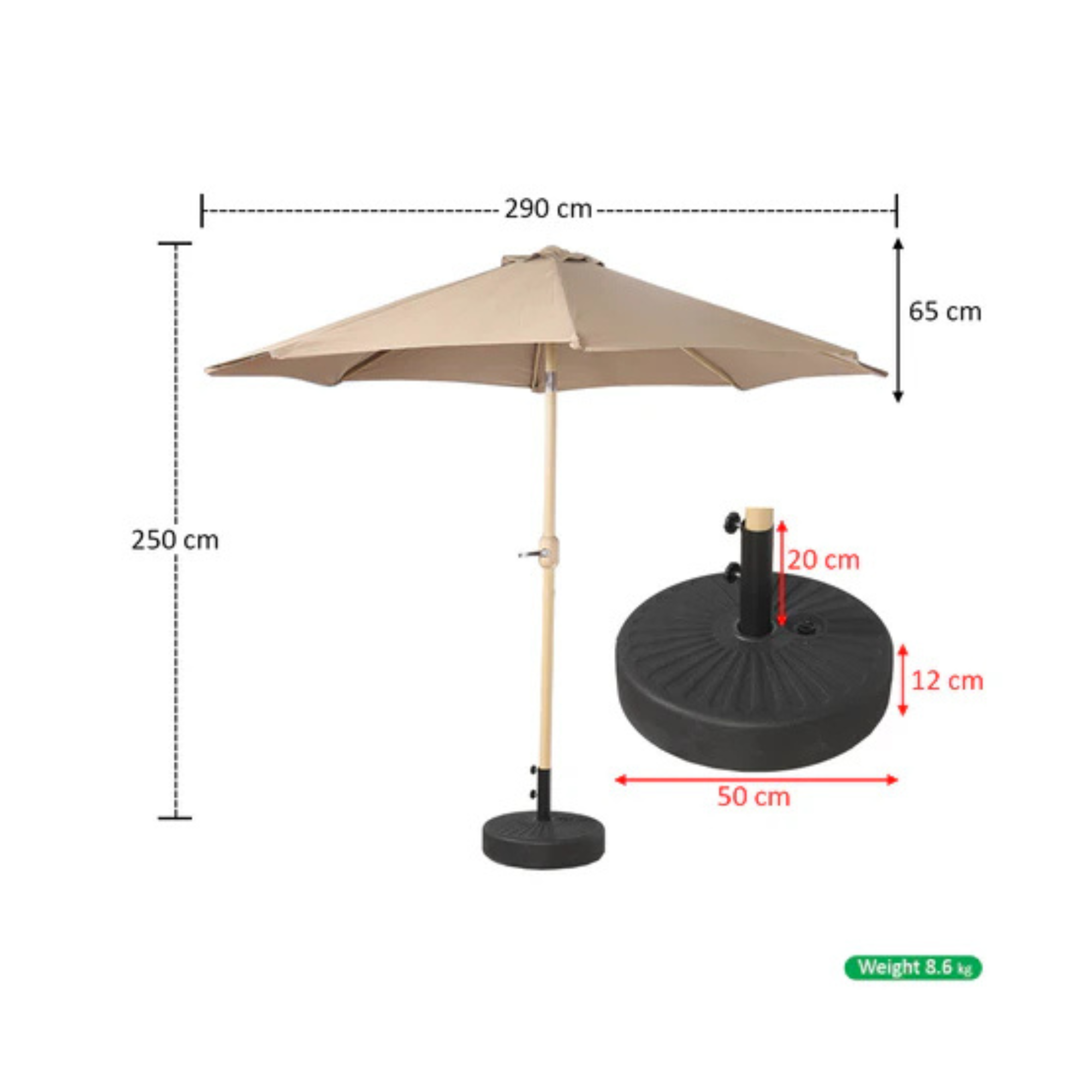 Outdoor Garden Patio Umbrella without Base