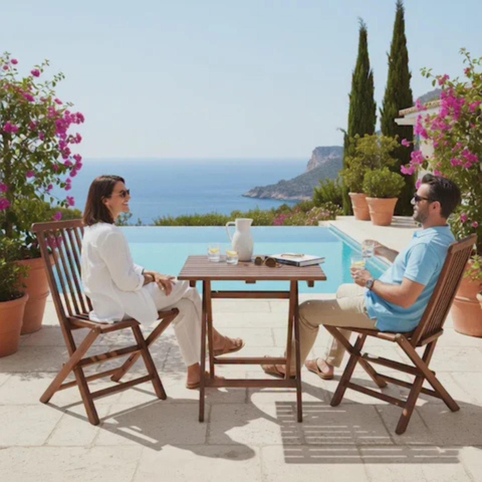 2 Chair & 1 Table Wooden Set