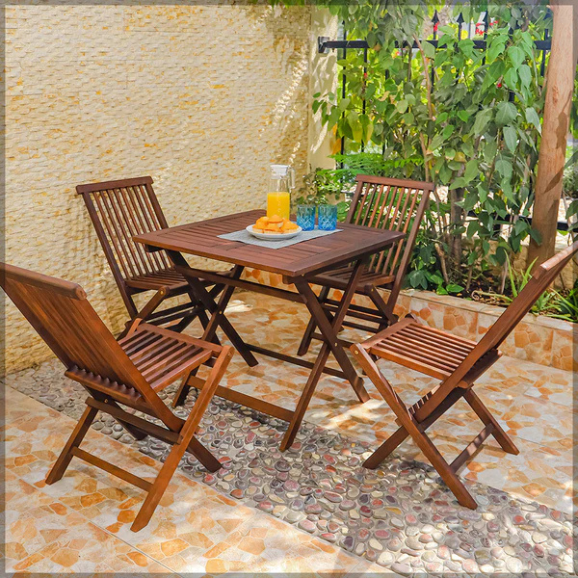 2 Chair & 1 Table Wooden Set