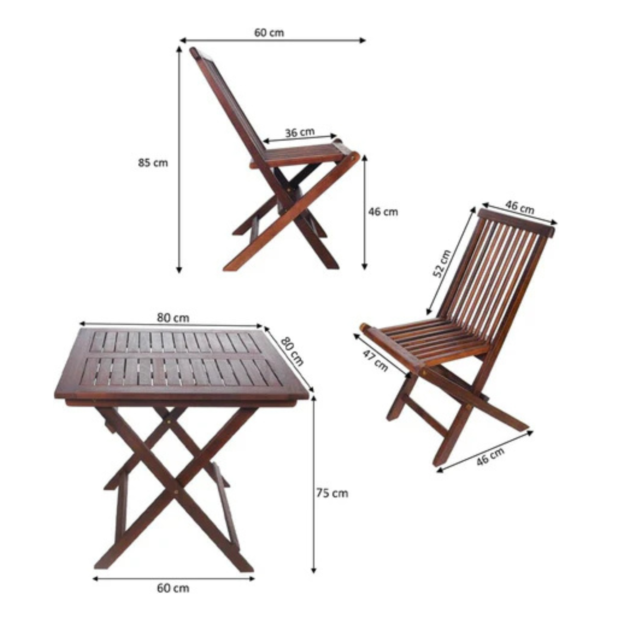 2 Chair & 1 Table Wooden Set