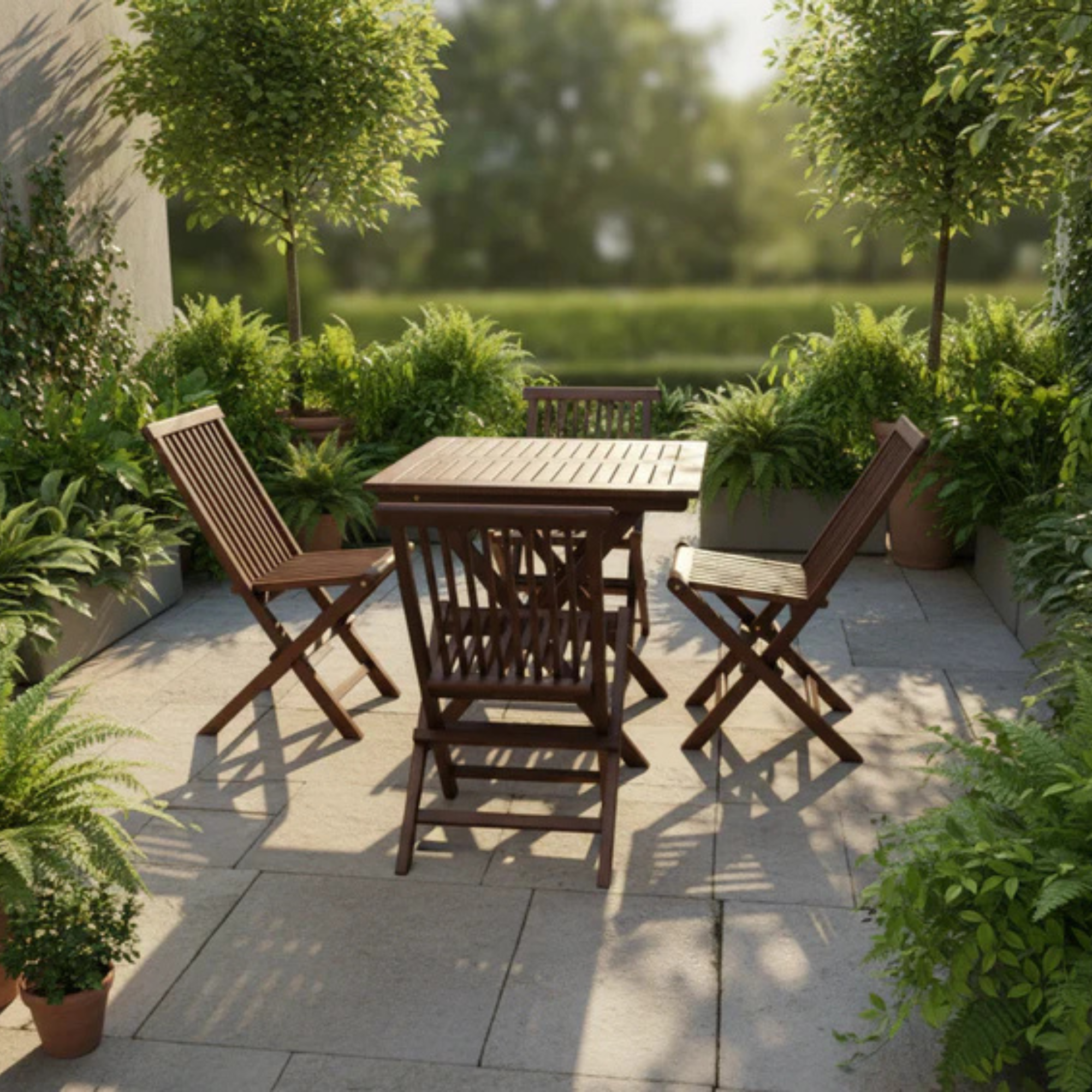 Modern Wooden Dining Set 5pcs