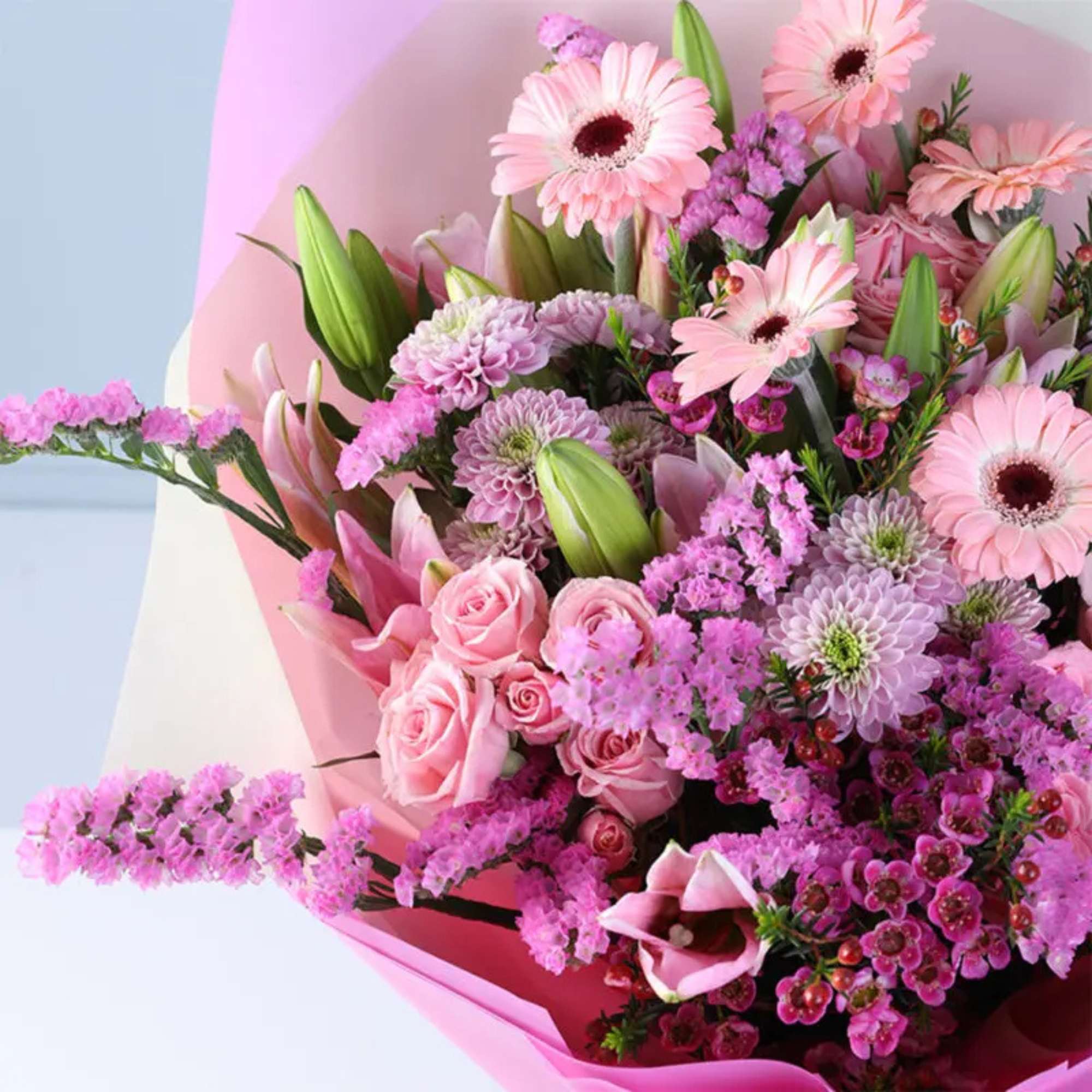 Premium Pink Gerbera Rose & Lily Bouquet
