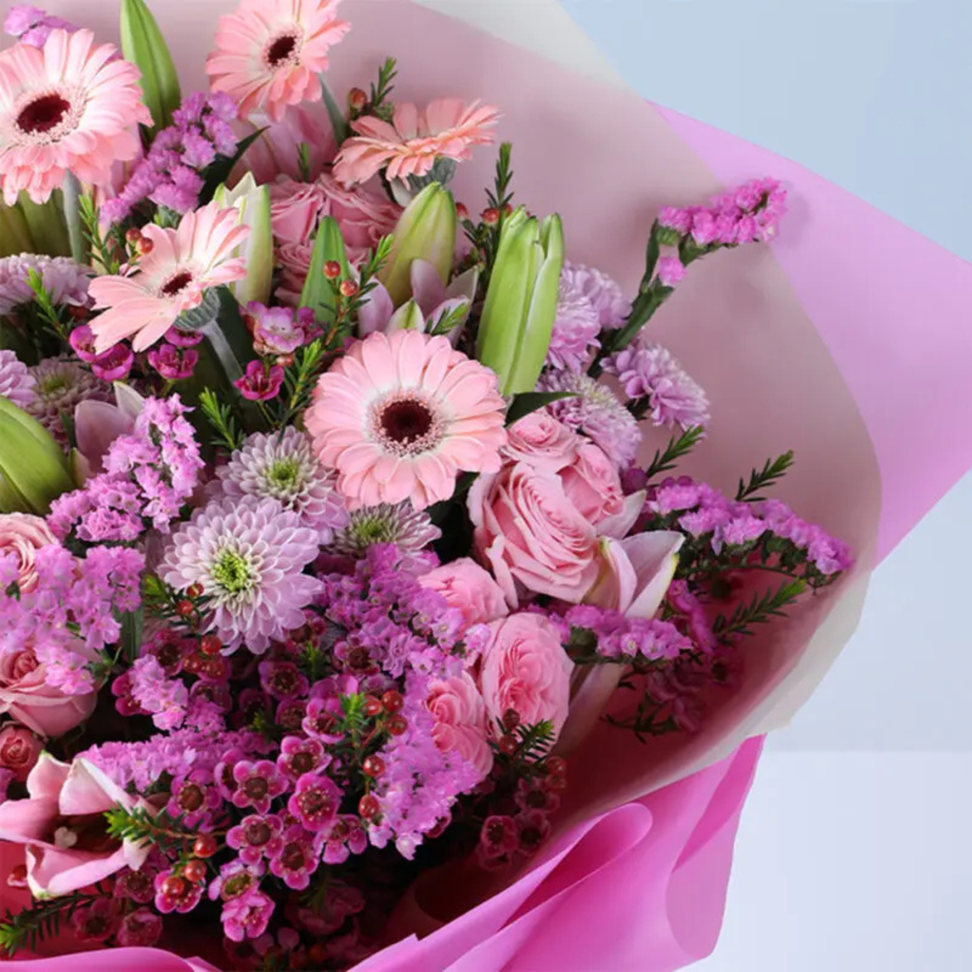 Premium Pink Gerbera Rose & Lily Bouquet