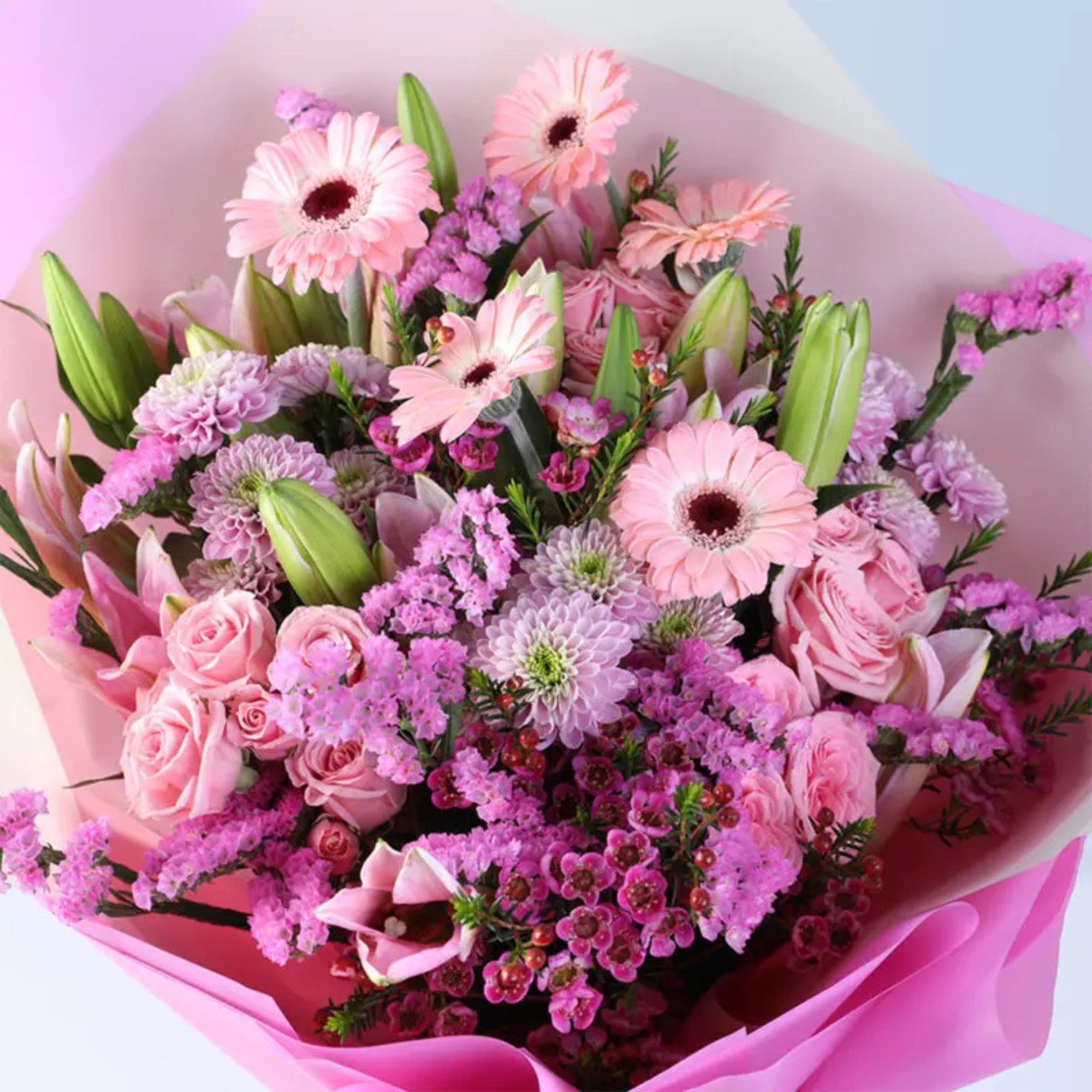 Premium Pink Gerbera Rose & Lily Bouquet