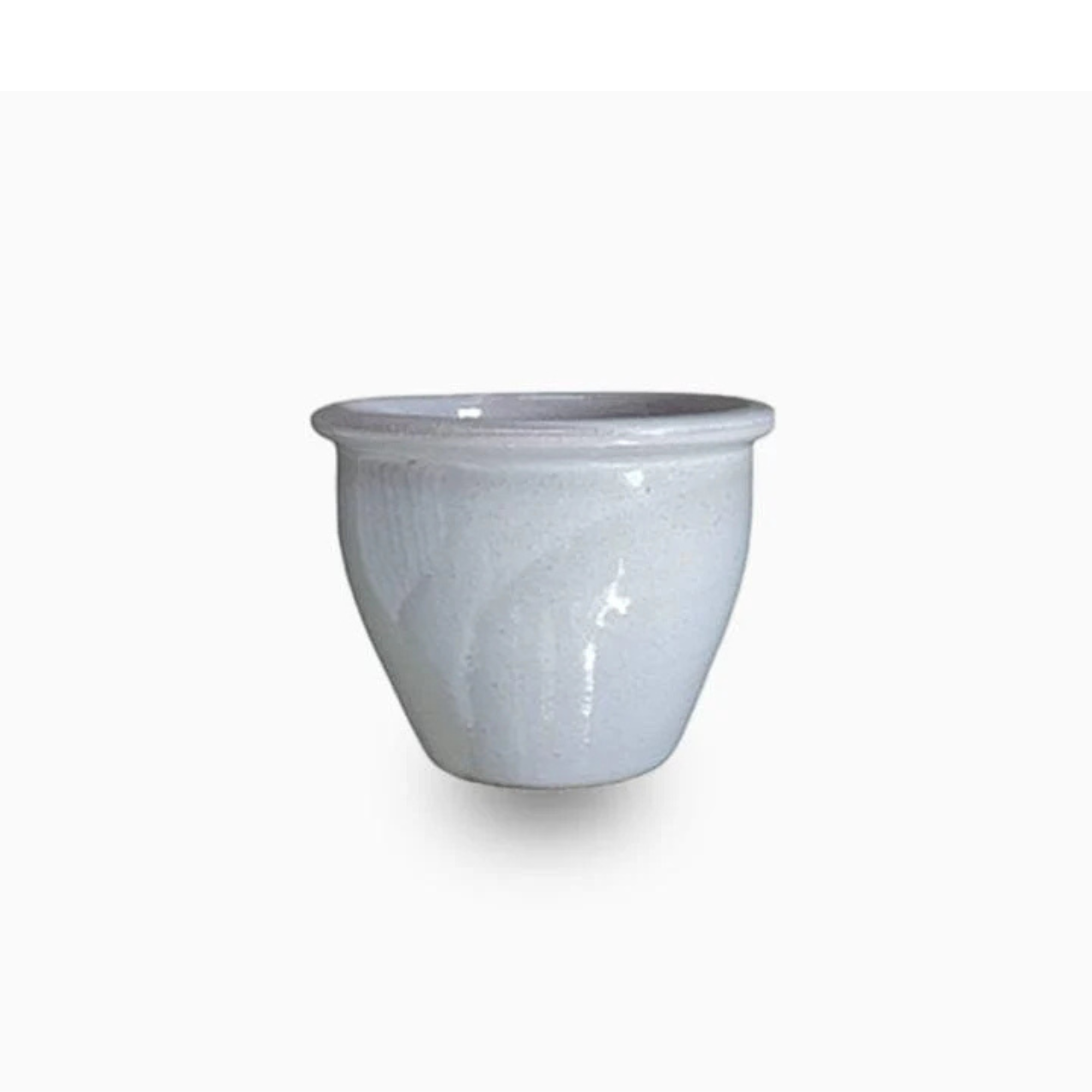 White Rolled Rim Ceramic Planter Pots 58