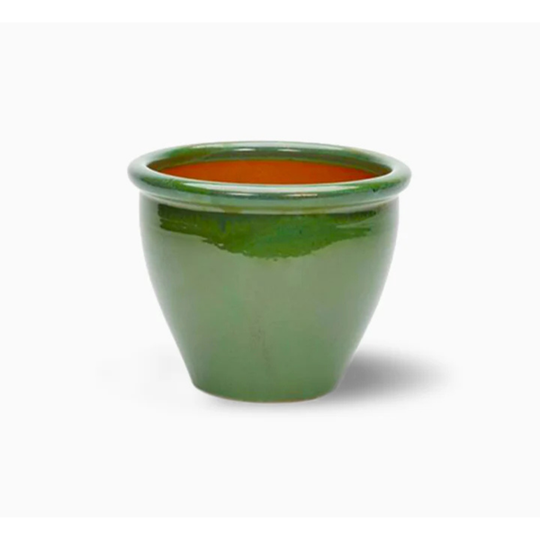 Outdoor Green Rolled Rim Ceramic Plant Pots – Royal Plantscape Garden