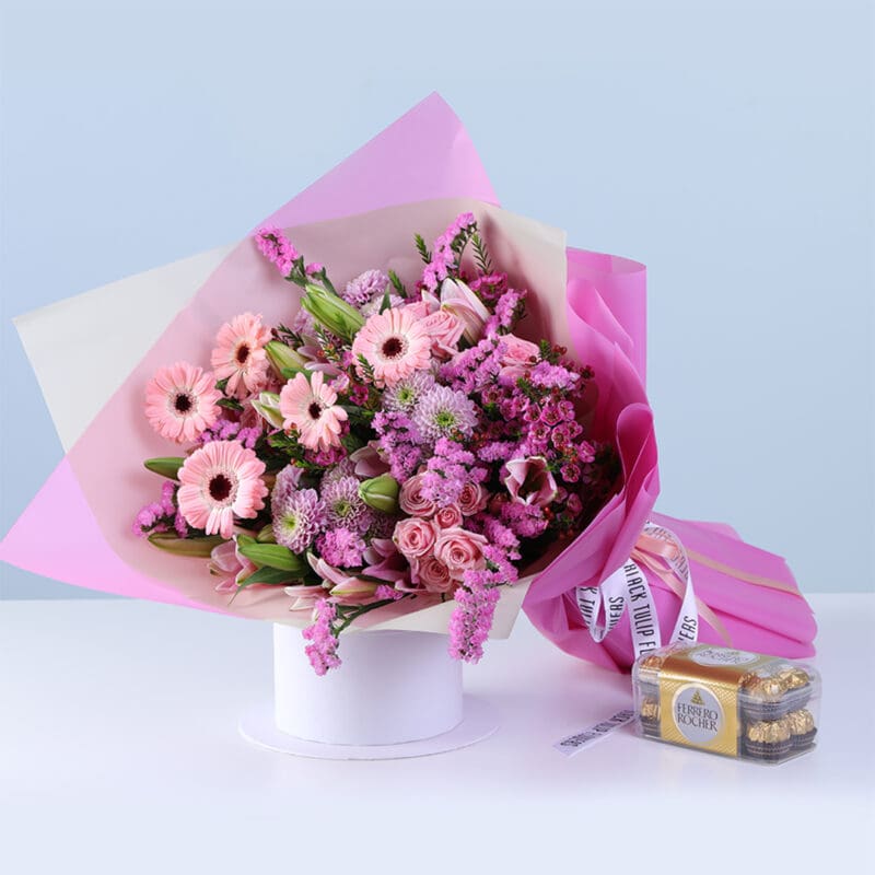 Premium Pink Gerbera Rose & Lily Bouquet