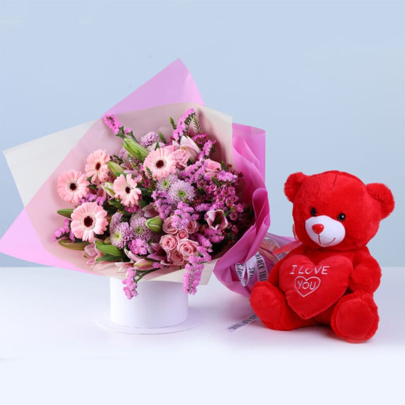 Premium Pink Gerbera Rose & Lily Bouquet